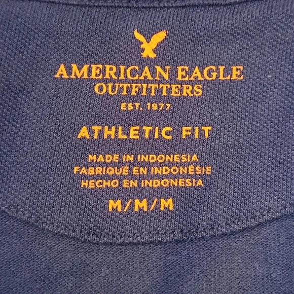 American Eagle Blue Collared Short Sleeve Polo Athletic Fit‎ Mens Medium - Picture 3 of 7